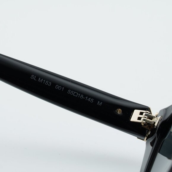 Saint Laurent SL M153 001 Sunglasses Shiny Black Square Frame, Black Lenses - Picture 7 of 11